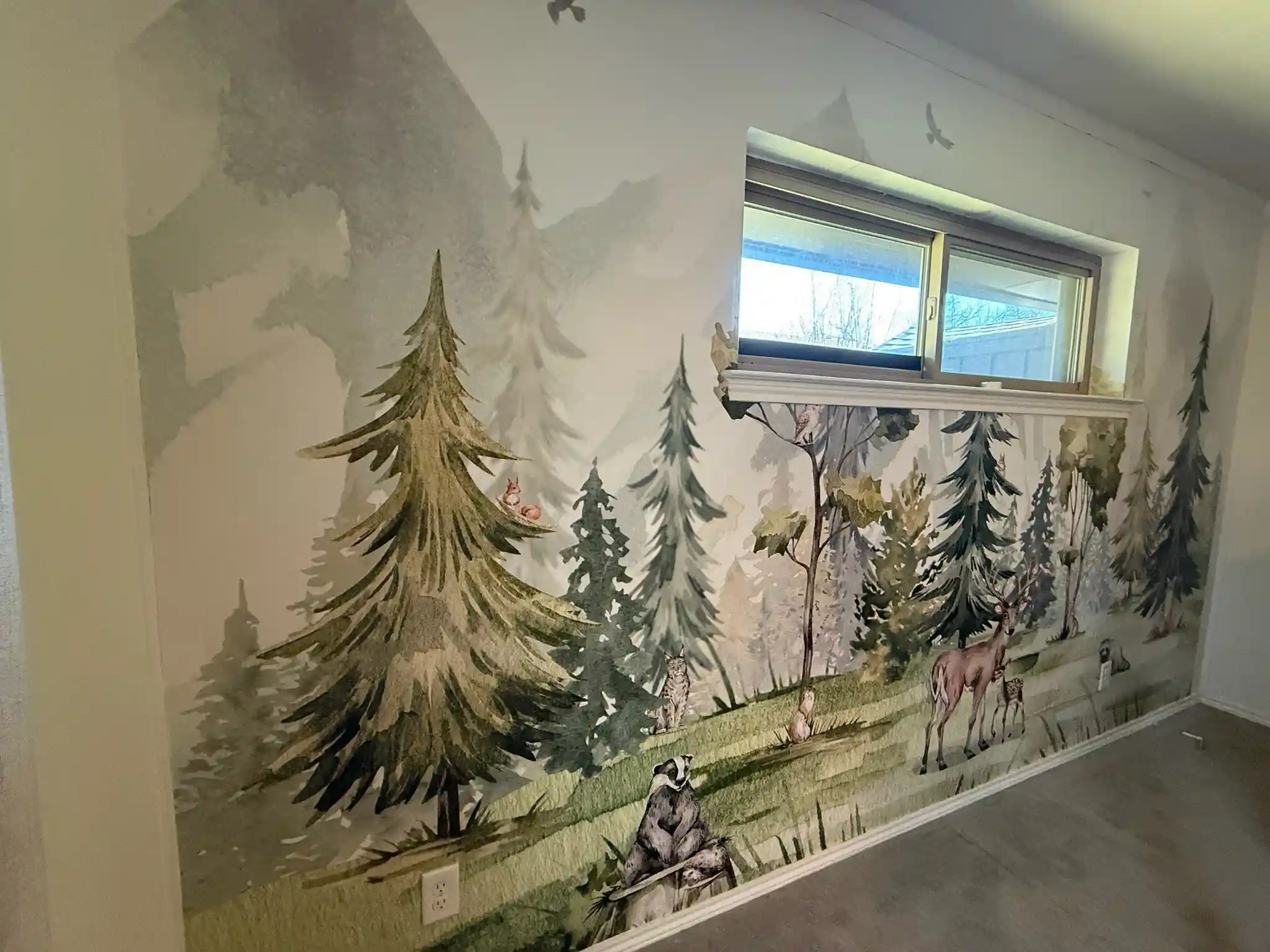 Office wall with textured grasscloth wallcovering