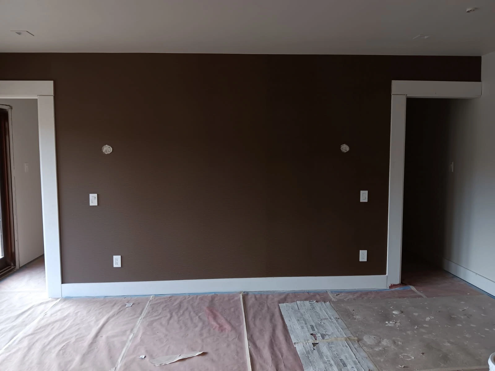 Residential wallpaper installation in a Selma living room in Clovis